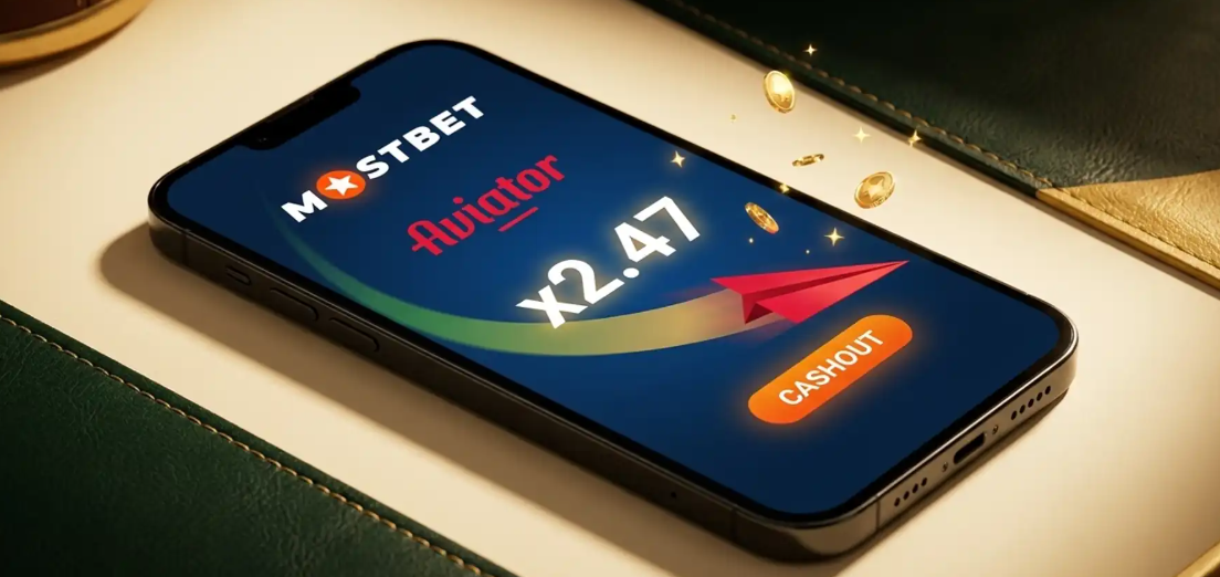 Mostbet Aviator mobil telefonda Cash Out ekrani
